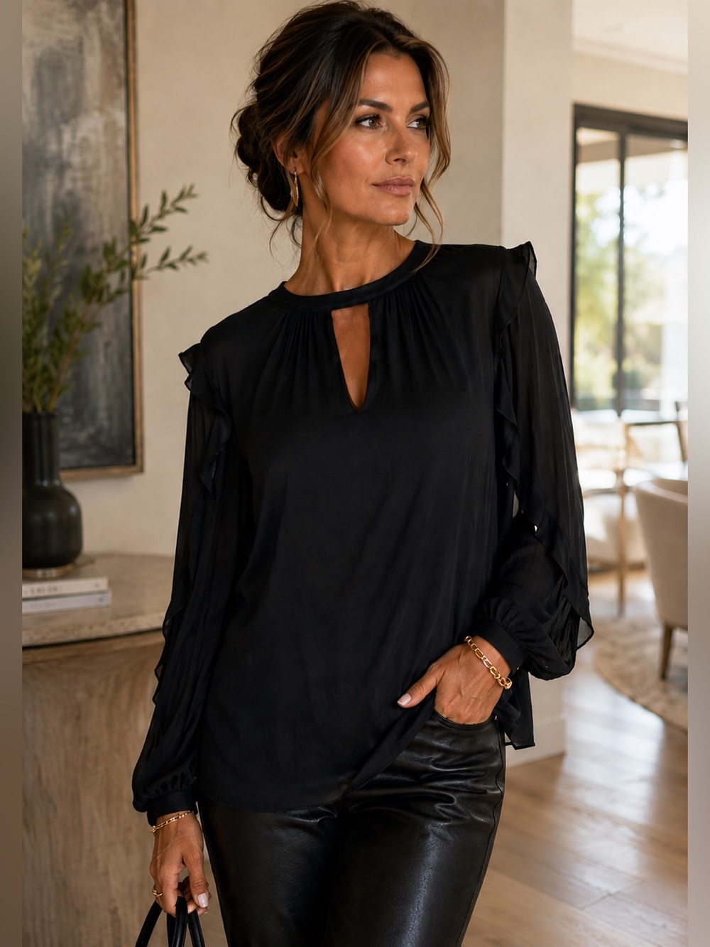 ANTHROPOLOGIE DOLAN Black Blouse S